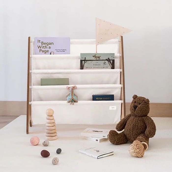 3 Sprouts - Recycled Fabric Book Rack - Cream -2