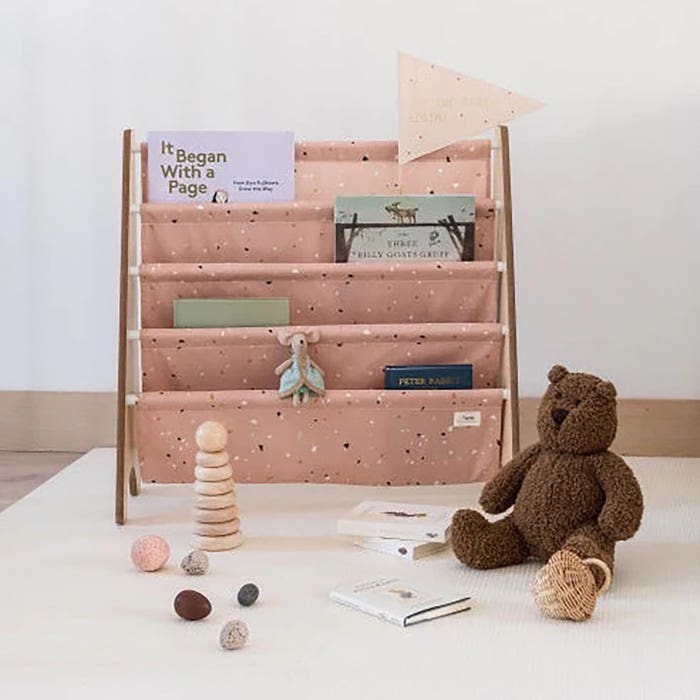 3 Sprouts - Recycled Fabric Book Rack - Terrazzo Clay -2
