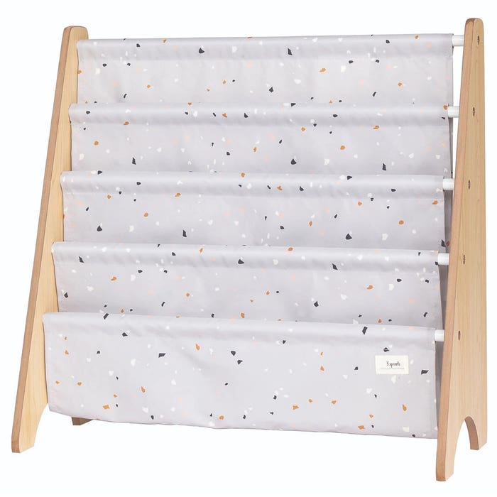 3 Sprouts - Recycled Fabric Book Rack - Terrazzo Light Grey