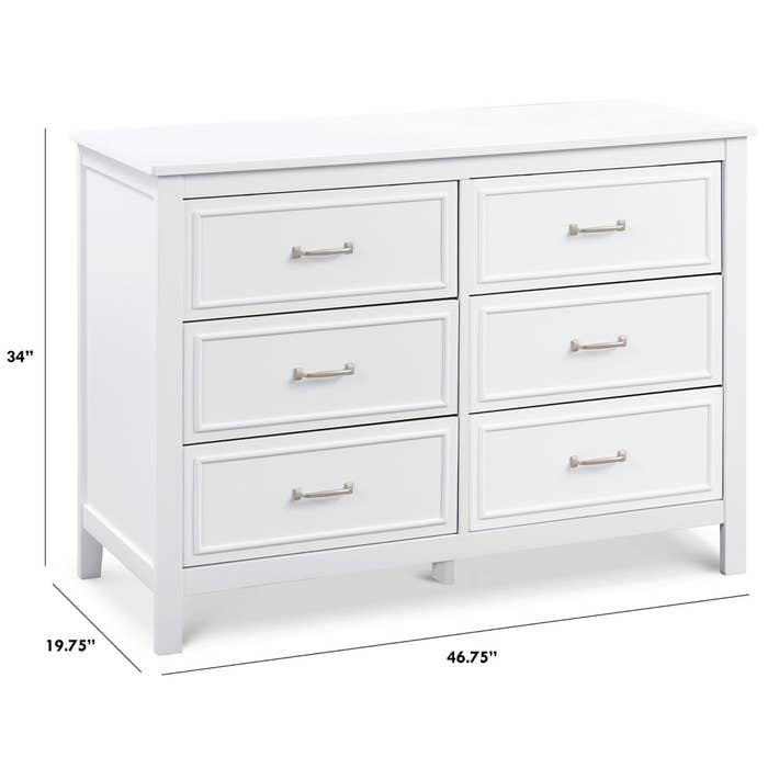 Charlie Double Dresser - White (W)- Dimensions 