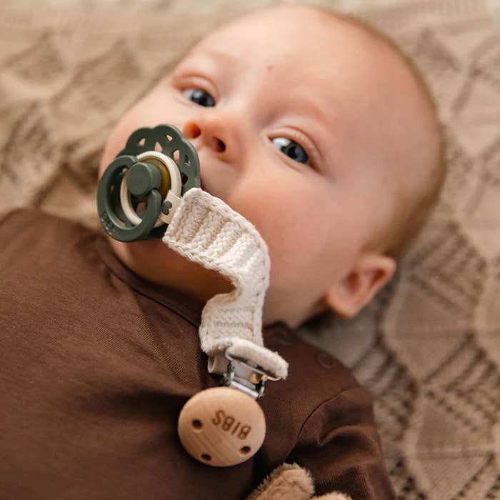 Knitted Pacifier Braid Clip - Lifestyle 