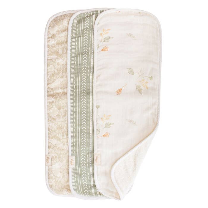 Burp Cloth (3 Pc) Ecru Green