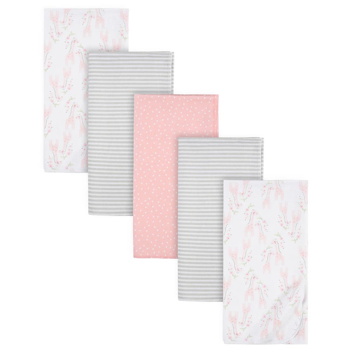 Gerber 5 Pack Flannel Receiving Blankets MOMMY ME GIRAFFE GIRLS