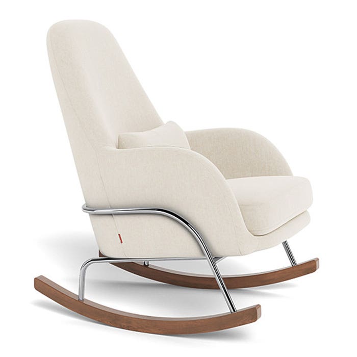 Jackson Rocker - European Fabric - Beach - Chrome/Walnut