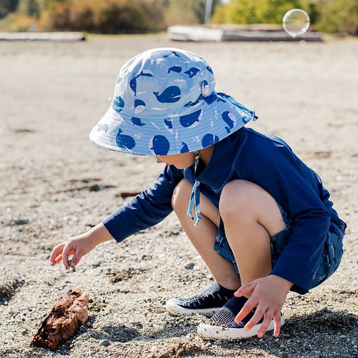 Jan & Jul - Cotton Bucket Sun Hat - Blue Whale -3