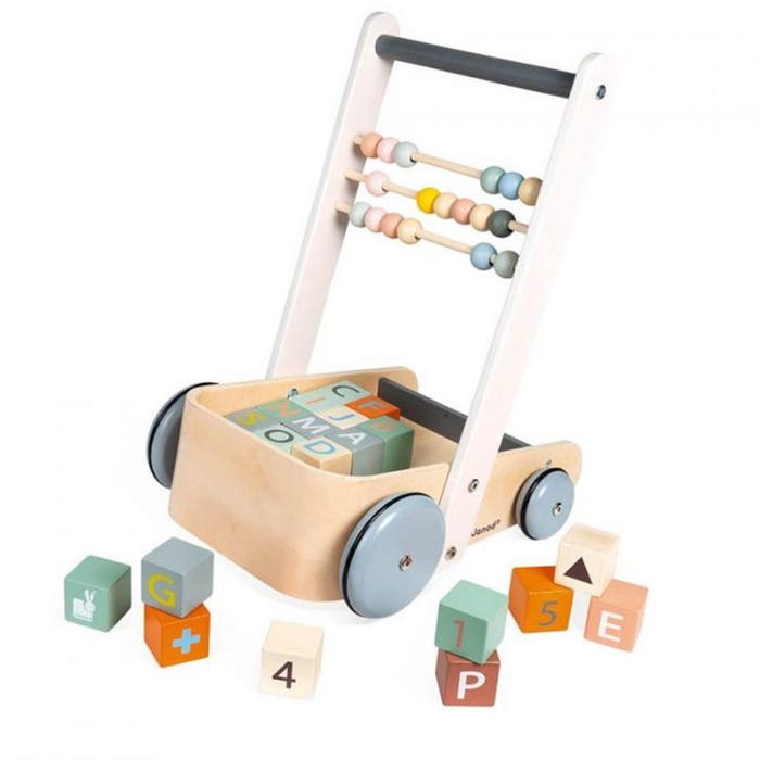 Janod - Push Along Cart w/ ABC Blocks - 1