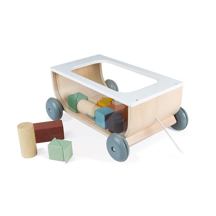 Janod - Pull Along Cart w/ Blocks - 2
