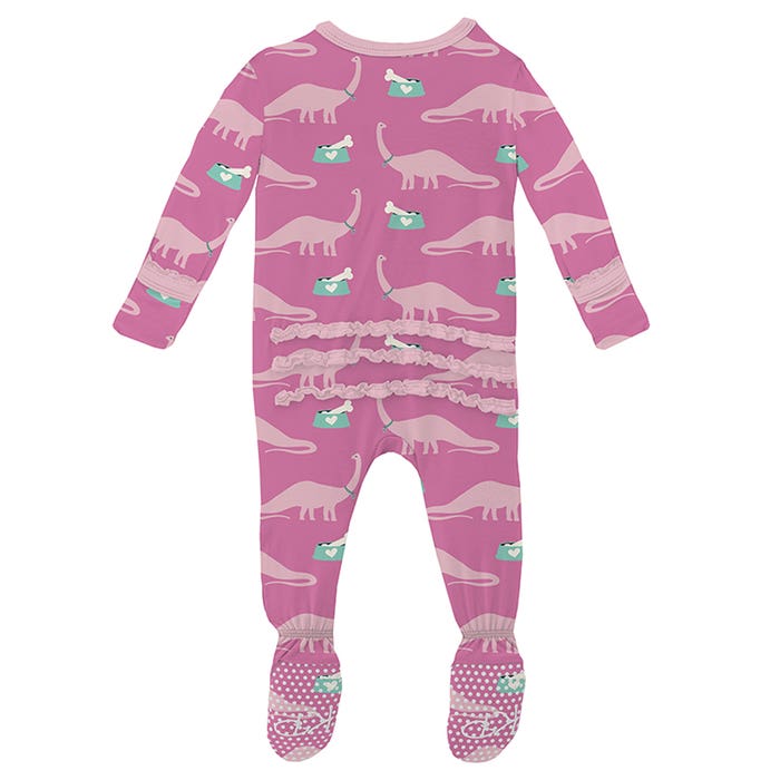Kickee Pants - Print Muffin Ruffle Footie w/ Zipper (Rhymes & Make Believe) - Tulip Pet Dino 2