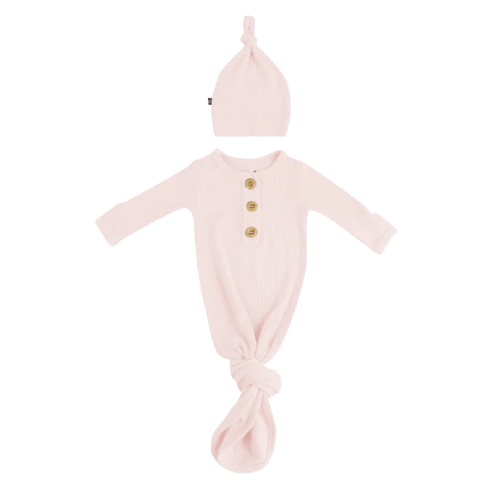Kyte Baby - Ribbed Knotted Gown & Hat Blush