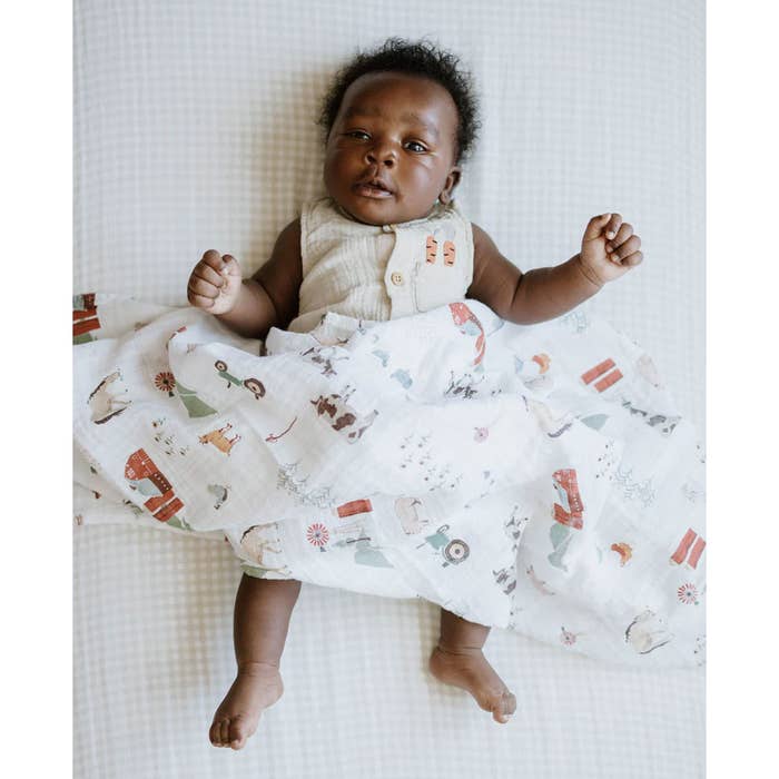 Little Unicorn - Cotton Muslin Swaddle-Lifestyle5