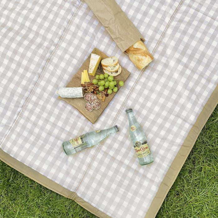 Outdoor Blanket (5x7) Beige Buffalo Check 3