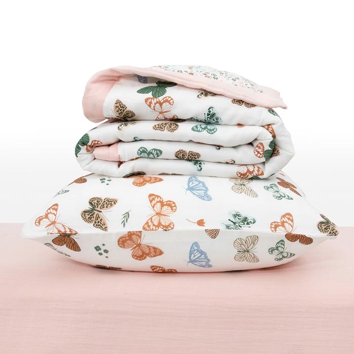 Little Unicorn - Cotton Muslin Toddler Bedding Set - Butterflies -2