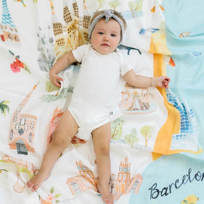 Loulou Lollipop - Swaddle Blanket (Cities) - Lifestyle 2