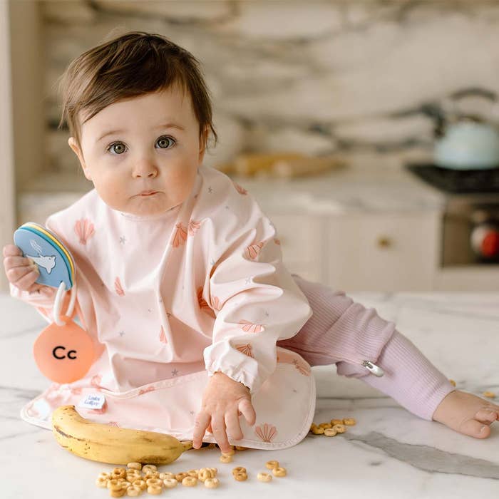 Long Sleeve Waterproof Bib - Seashells