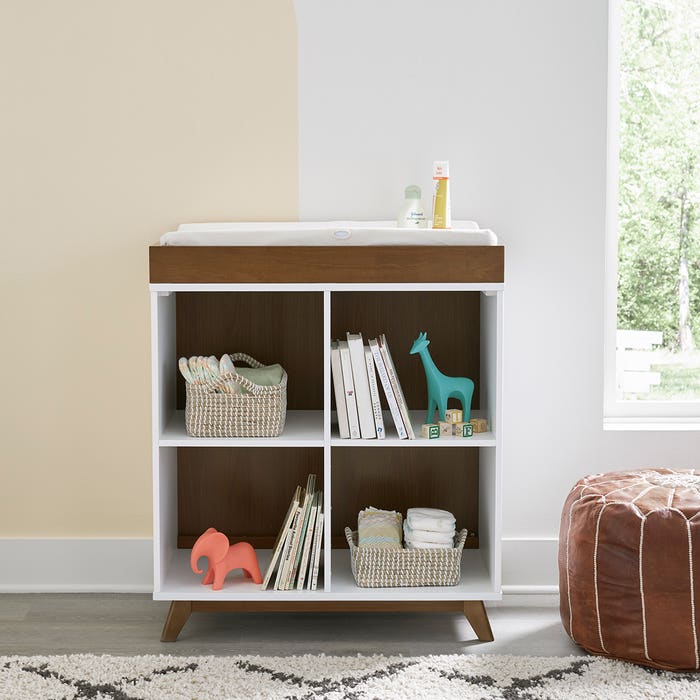 DaVinci - Otto Convertible Changing Table & Cubby Bookcase - White/Walnut - Updated Lifestyle Image -1