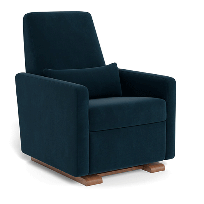 Monte Design-Grano Glider Recliner - Fabric w/ Walnut Base - Navy