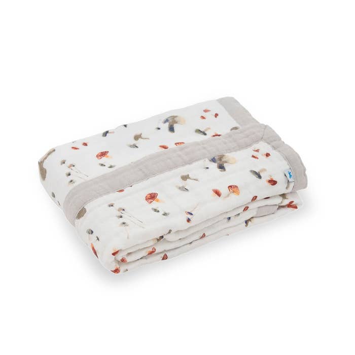 Cotton Muslin Baby Quilt - Mushrooms 2