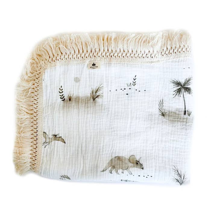 Blanket with Fringe Dino