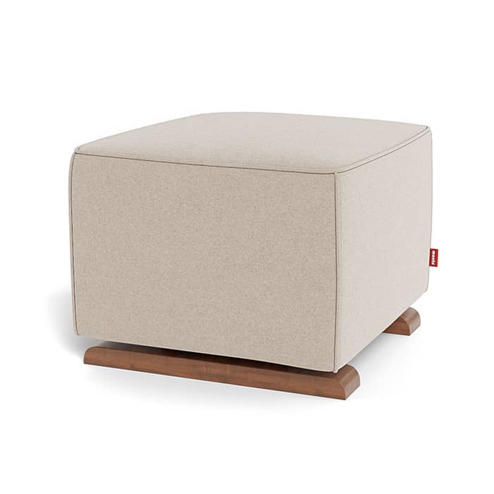 Luca Ottoman - Wool Fabric w/ Walnut Base - Oatmeal - Oatmeal 3