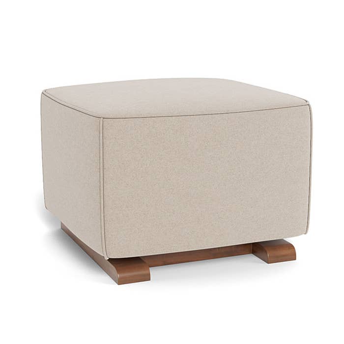Luca Ottoman - Wool Fabric w/ Walnut Base - Oatmeal - Oatmeal 5