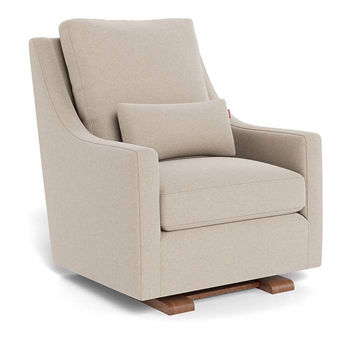 Vera Glider - Wool Fabric w/ Walnut - Oatmeal