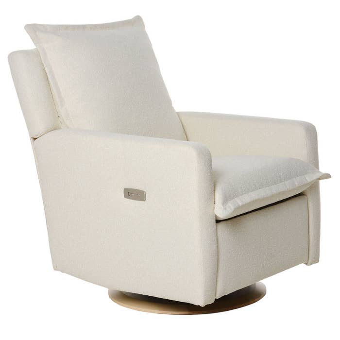 Flynn Swivel Glider Power Recline with Wood Base Tweed Snow