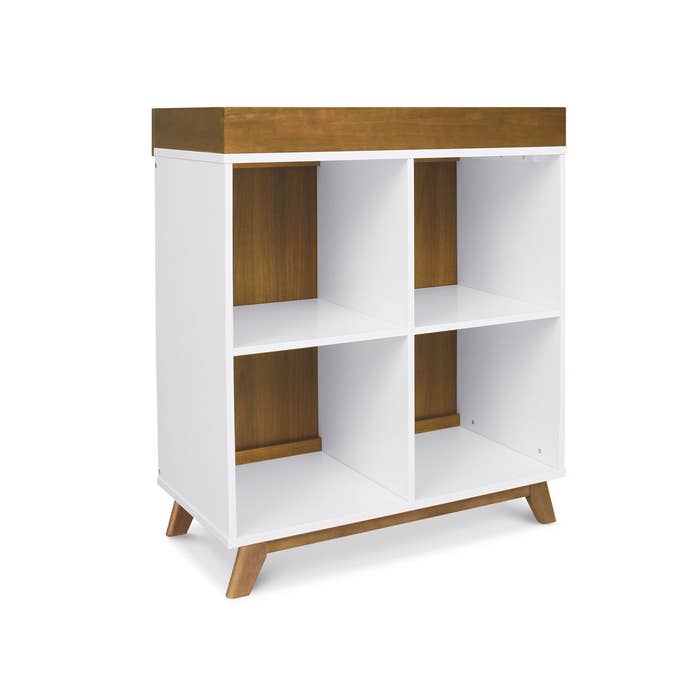 Otto Convertible Changing Table & Cubby Bookcase - White/Walnut (WL) - Hero Image (1)