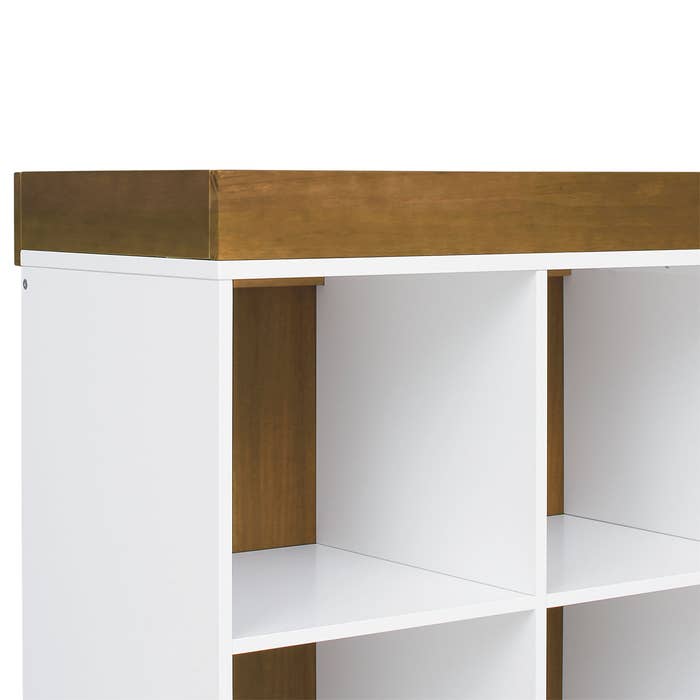 Otto Convertible Changing Table & Cubby Bookcase - White/Walnut (WL) - Detail View