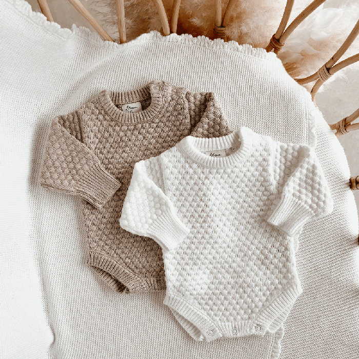 Lamb Long Sleeve Knit Romper-LS 1