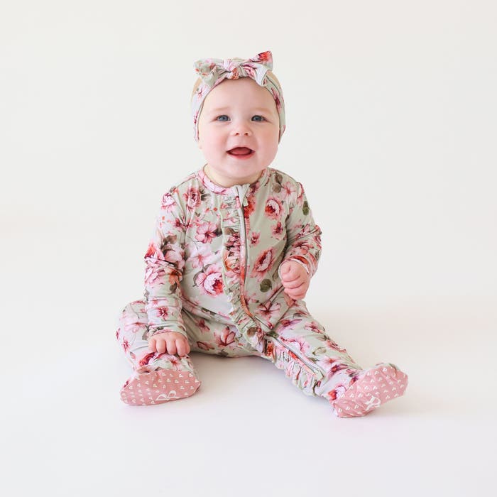 Posh Peanut - Ruffled Zippered Footie - LS - 2