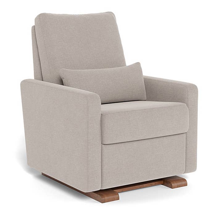 Matera Glider Motorized Recliner - Sand w/ Walnut Base