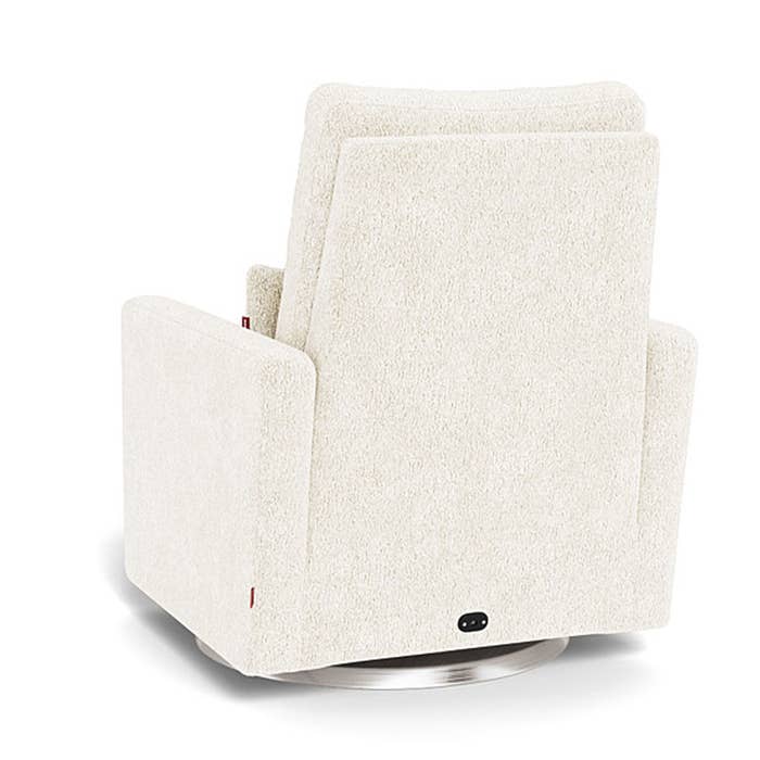 Matera Glider Motorized Recliner - Faux Sheepskin Fabric w/ Swivel Base - Stainless Steel 5