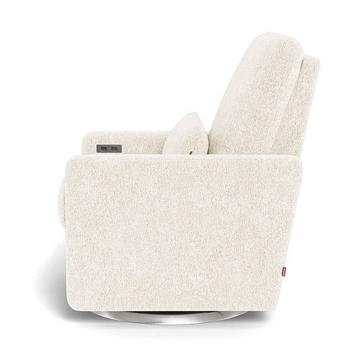 Matera Glider Motorized Recliner - Faux Sheepskin Fabric w/ Swivel Base - Stainless Steel 6