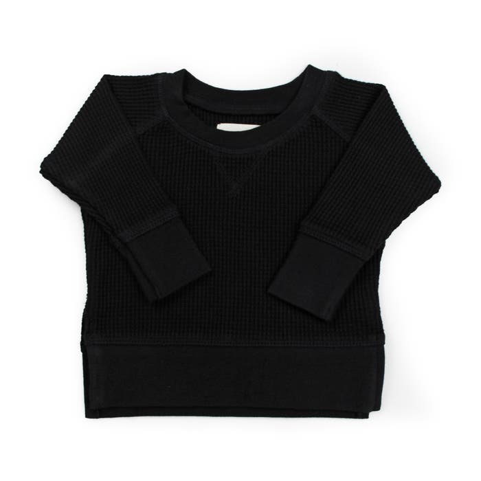 Simple - Waffle Knit Top - Black