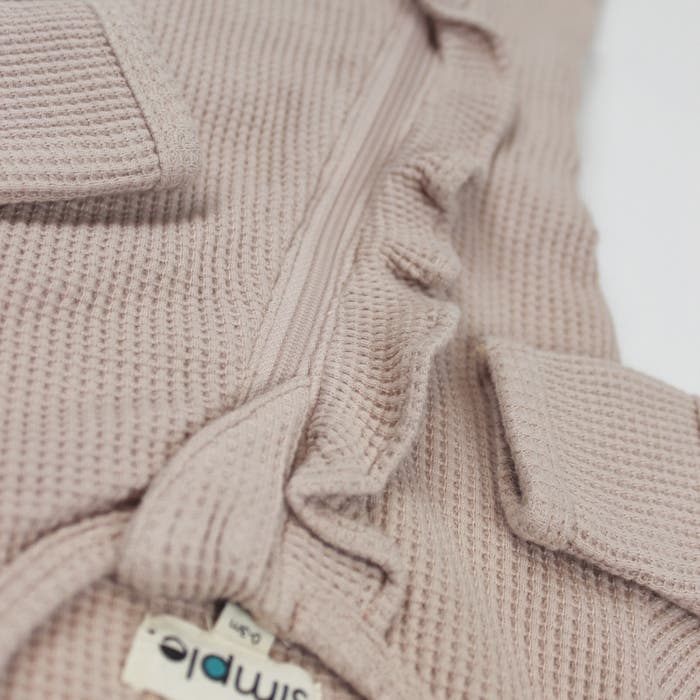 Simple - Waffle Knit Ruffle Sleeper - Pink Lifestyle Image