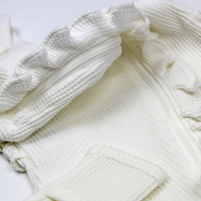 Simple - Waffle Knit Ruffle Sleeper - Ivory Lifestyle -1