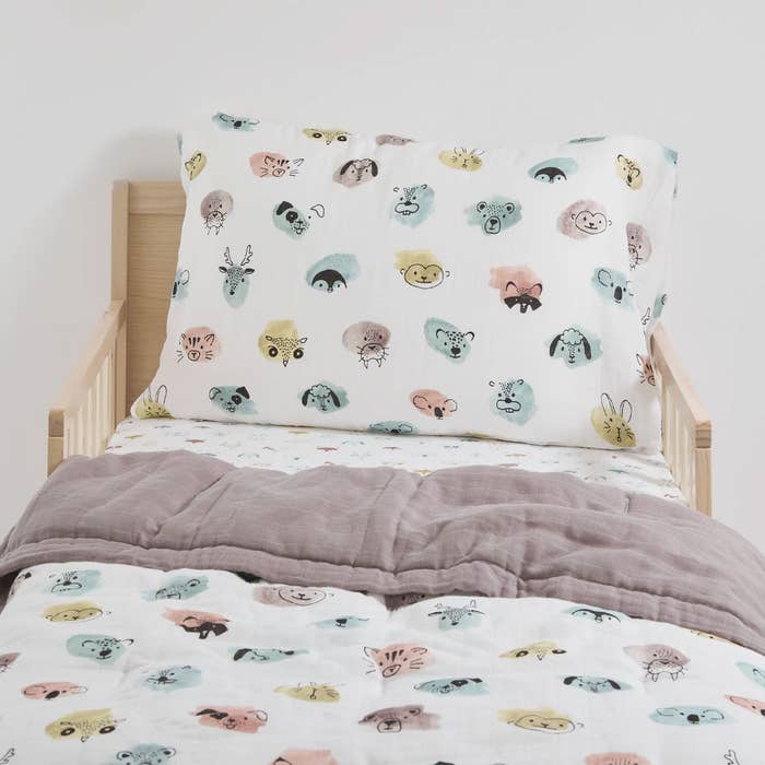 Little Unicorn - Cotton Muslin Toddler Bedding Set - Watercolor Critters 3